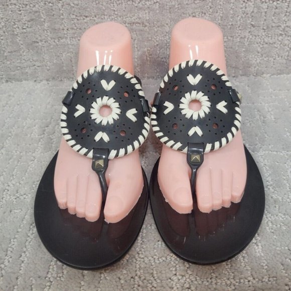 Jack rogers women's size 10 black/White georgica jelly rubber flip flops sandals - Picture 9 of 12